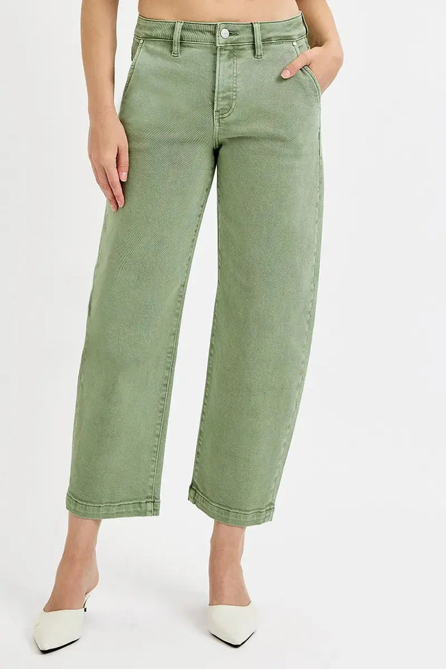 RISEN Tummy Control High Rise Crop Barrel Jeans  Style Ratio