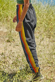 Contrast Striped Elastic Waist Active Pants  Style Ratio