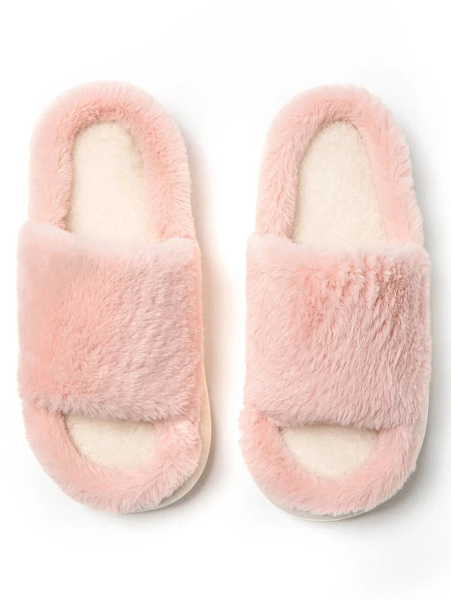 Fluffy Open Toe Comfort Slippers  Style Ratio
