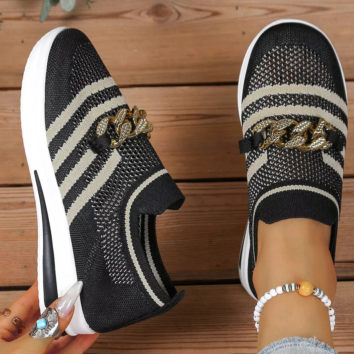 Round Toe Mesh Slip-Ons  Style Ratio