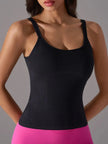 Scoop Neck Active Tank with Detachable Chest Pads  Style Ratio