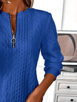 Texture Half Zip Long Sleeve Sweater  Style Ratio