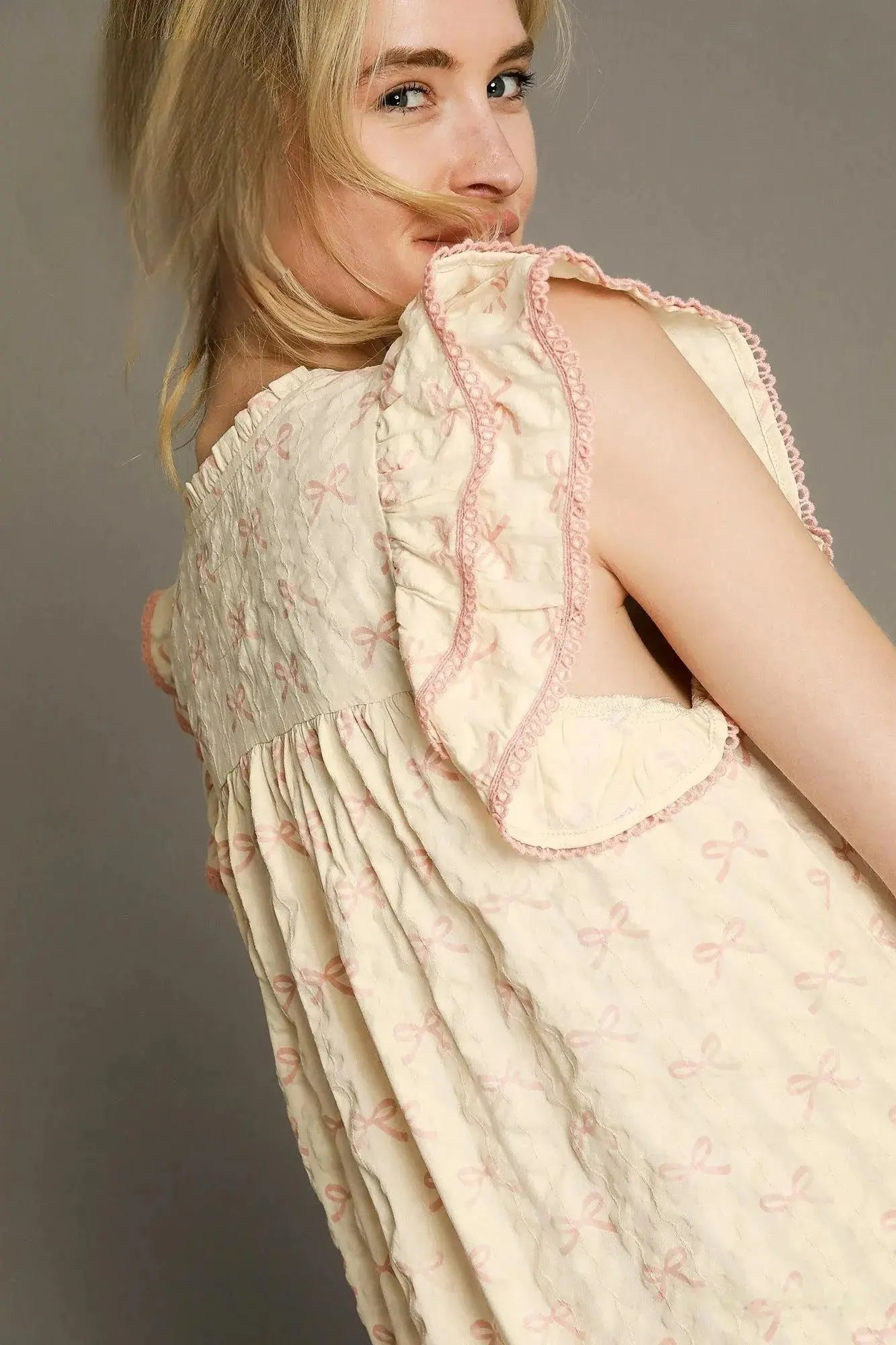 Umgee Bow Print Ruffled Cap Sleeve Mini Dress  Style Ratio