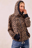 BiBi Leopard Print Waffle Half Zip Up Hoodie W Pocket  Style Ratio