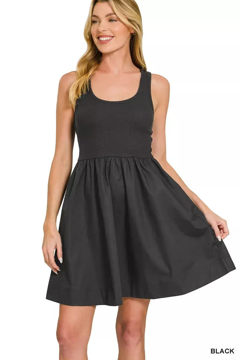Zenana Combined Knit & Woven Midi Dress  Style Ratio