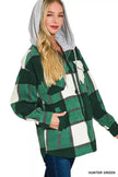 Zenana Plaid Drawstring Hooded Fleece Shacket  Style Ratio