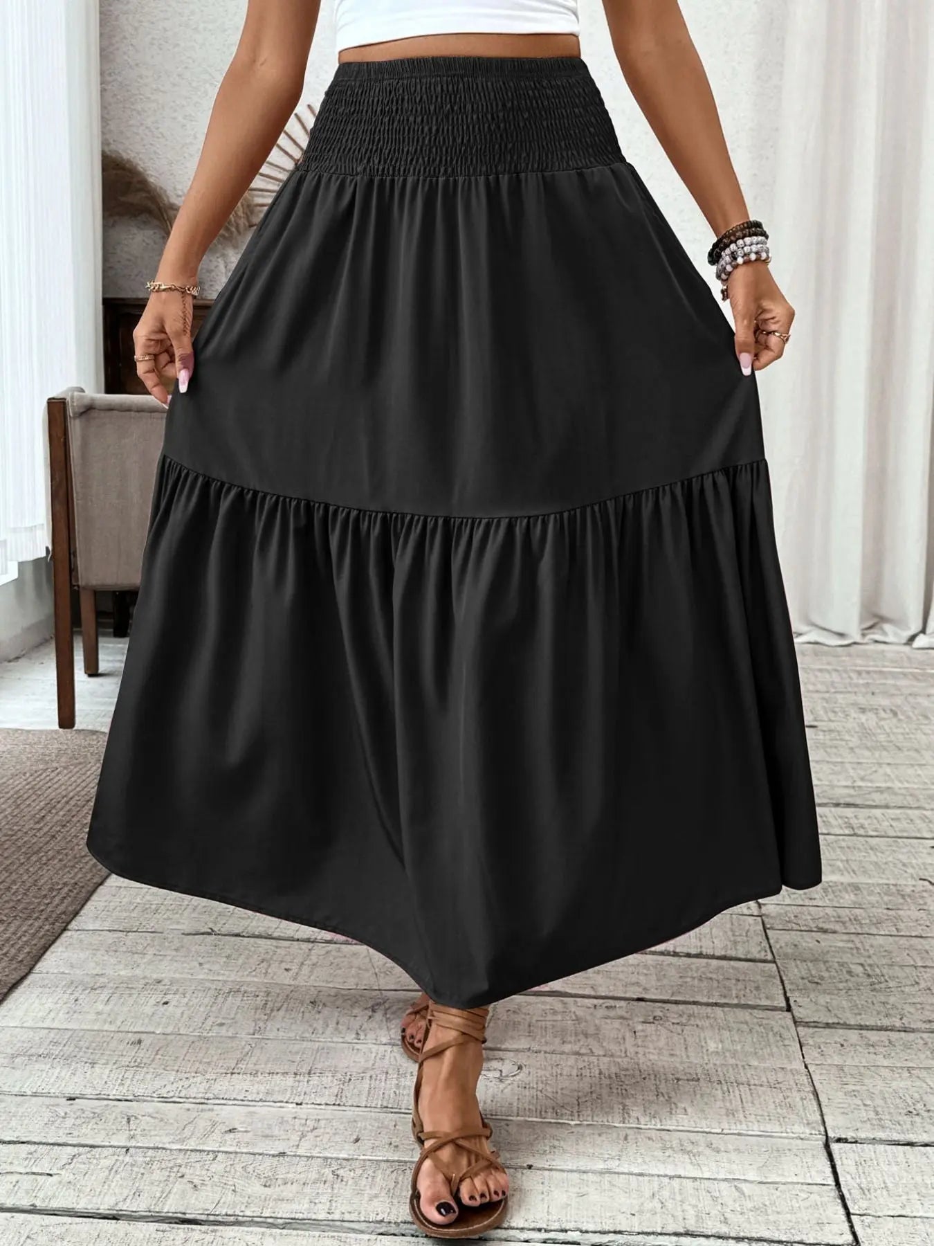 Smocked Waist Tiered Skirt  Style Ratio