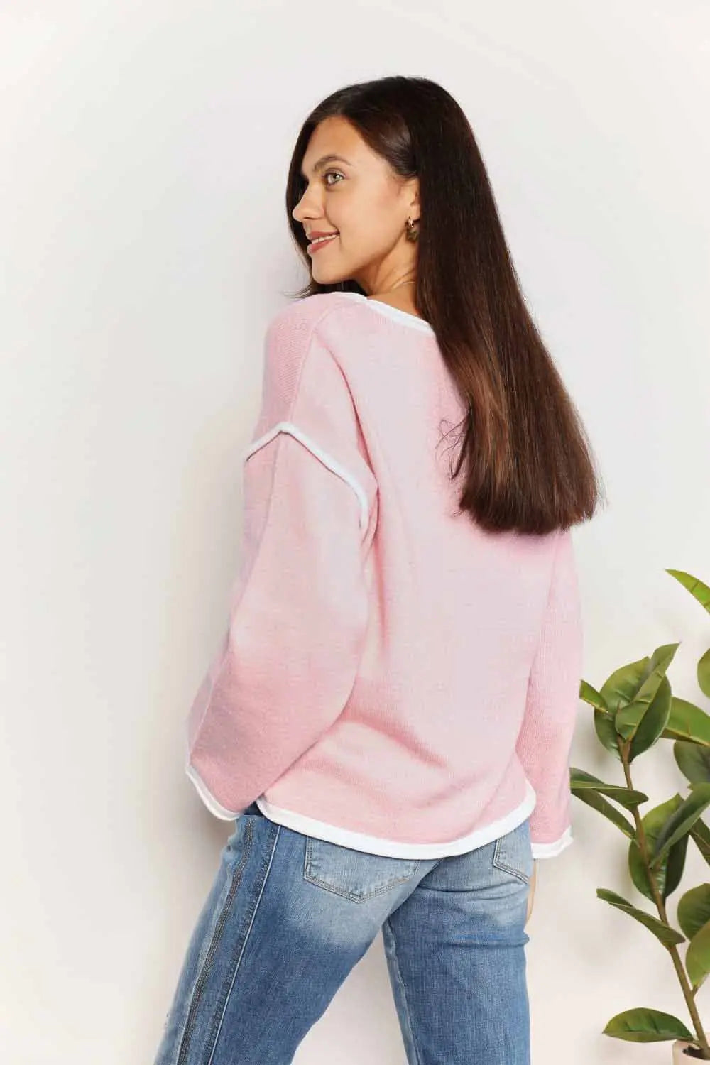 Angel Wings Contrast Detail Dropped Shoulder Sweatshirt  Style Ratio
