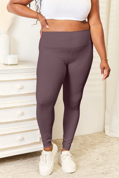 Double Take Wide Waistband Leggings Trendsi