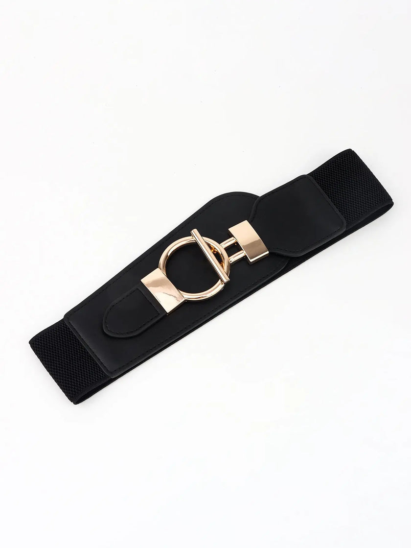 PU Elastic Wide Belt with Alloy Buckle  Style Ratio