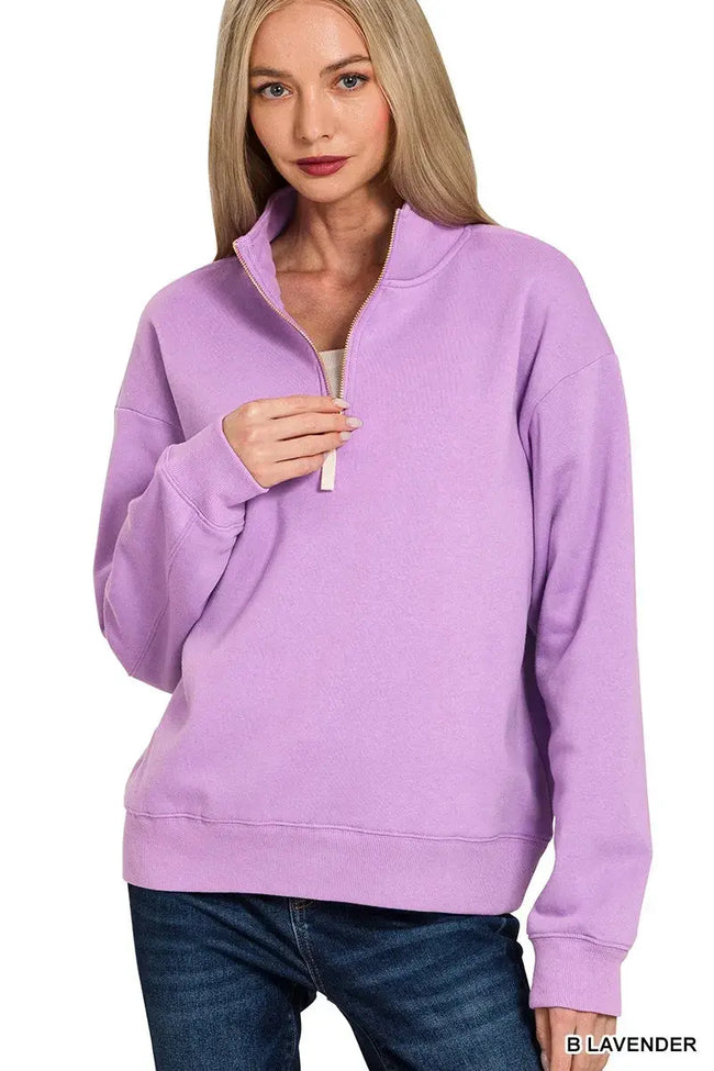 Zenana Fleece Half Zip Sweatshirt  Style Ratio