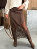 Lace Trim Satin Midi Skirt  Style Ratio