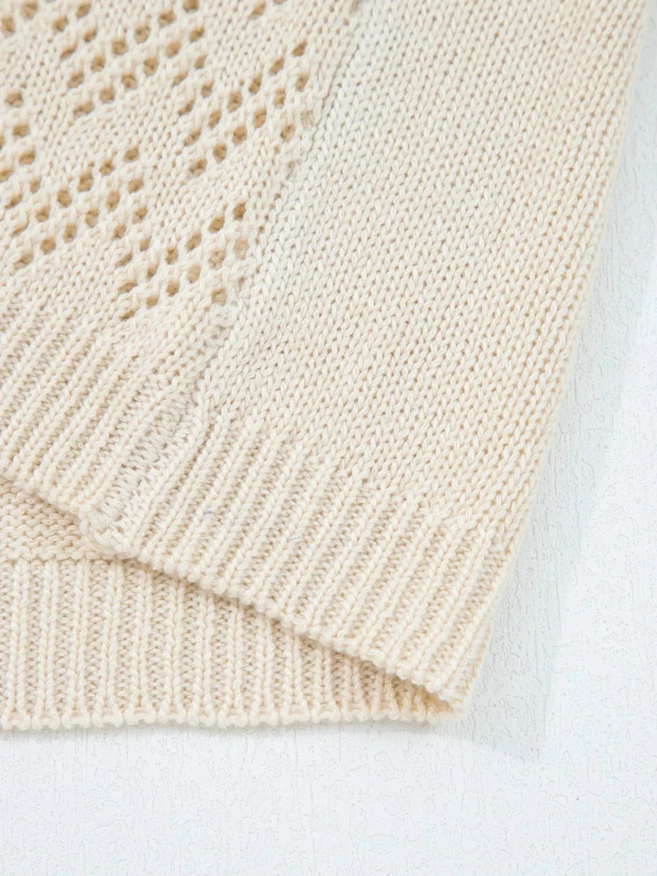 Hollowed Knit Open Front Cardigan  Style Ratio