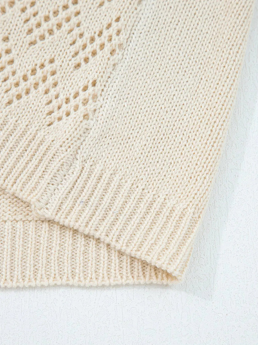 Hollowed Knit Open Front Cardigan  Style Ratio