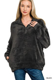 Zenana Faux Fur Half Zip Pocket Pullover  Style Ratio