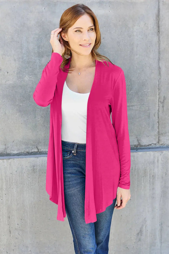 Basic Bae Full Size Open Front Long Sleeve Cardigan  Style Ratio
