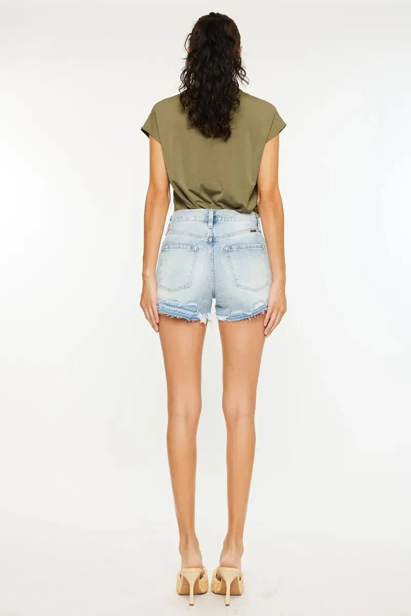 Kancan High Rise Raw Hem Denim Shorts  Style Ratio