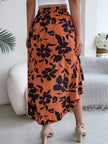 Floral Print Ruffle Hem Asymmetrical Skirt  Style Ratio