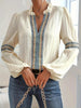 Notched Textured Balloon Sleeve Blouse  Style Ratio