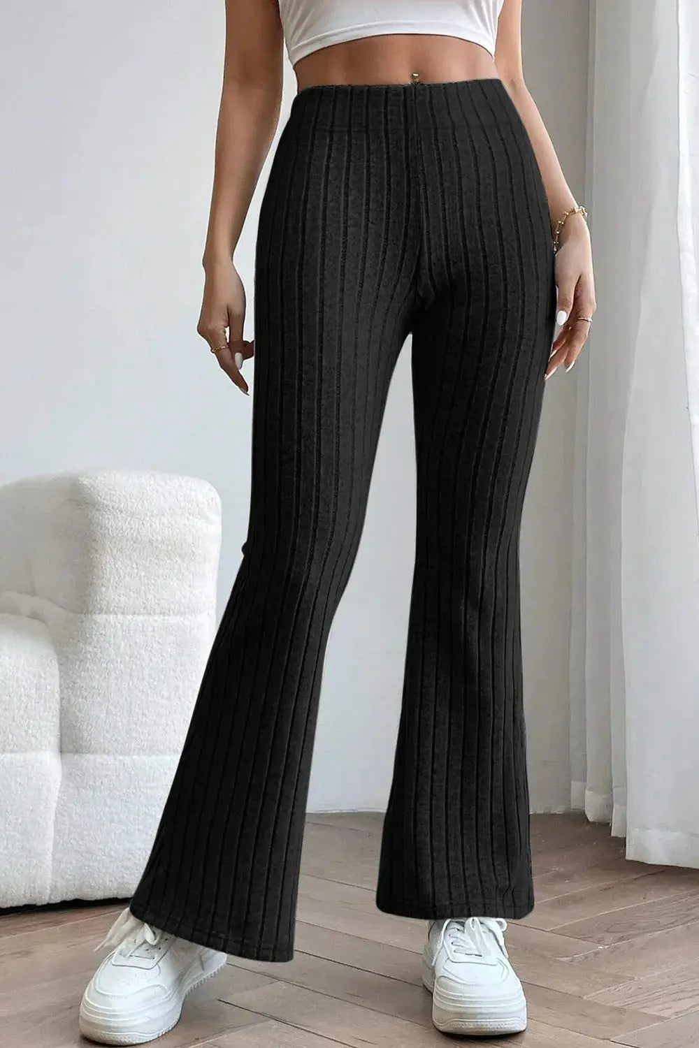 Basic Bae Full Size Ribbed High Waist Flare Pants  Style Ratio
