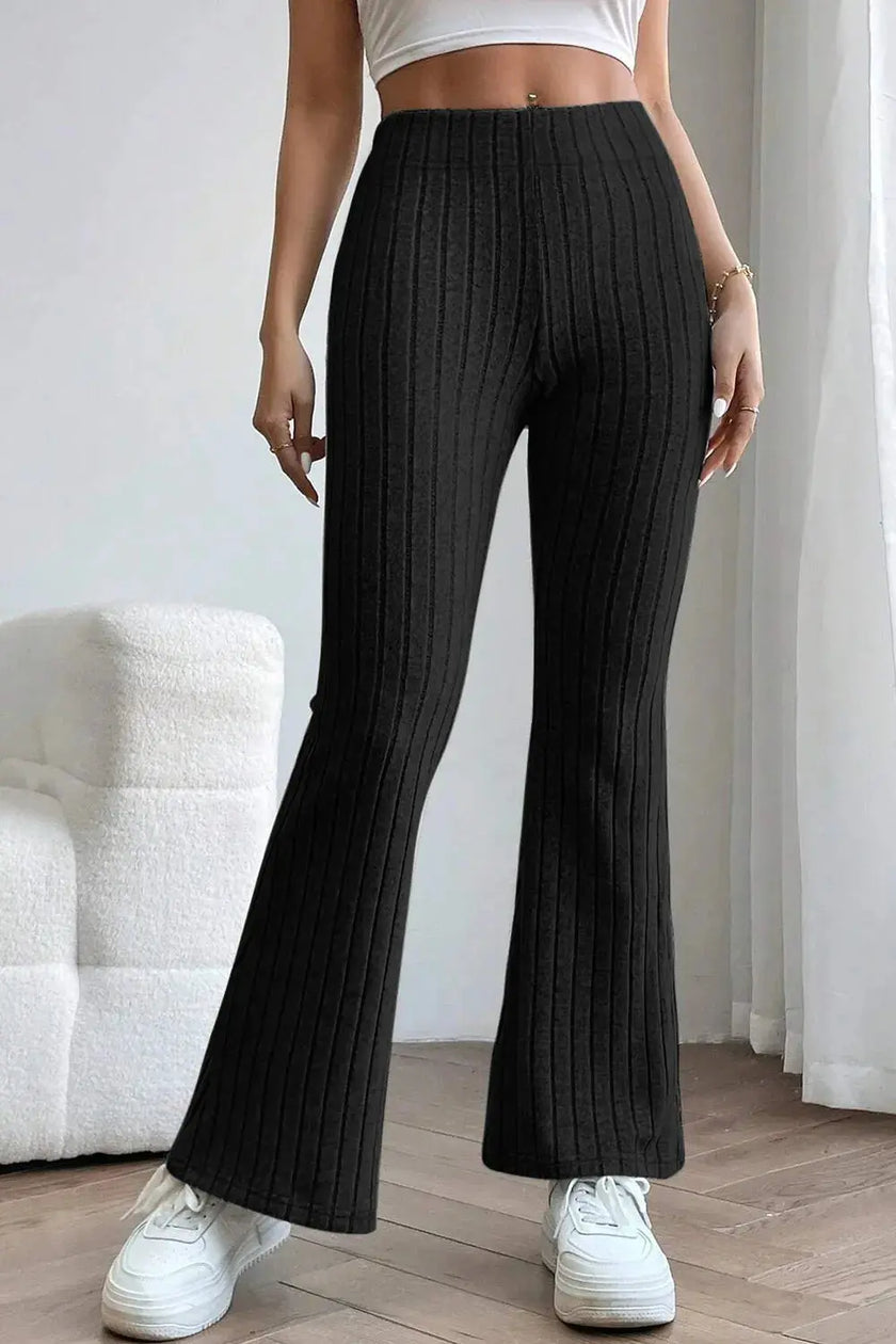 Basic Bae Full Size Ribbed High Waist Flare Pants  Style Ratio