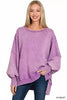 Zenana Acid Washed Batwing Sleeve Fleece Sweatshirt  Style Ratio