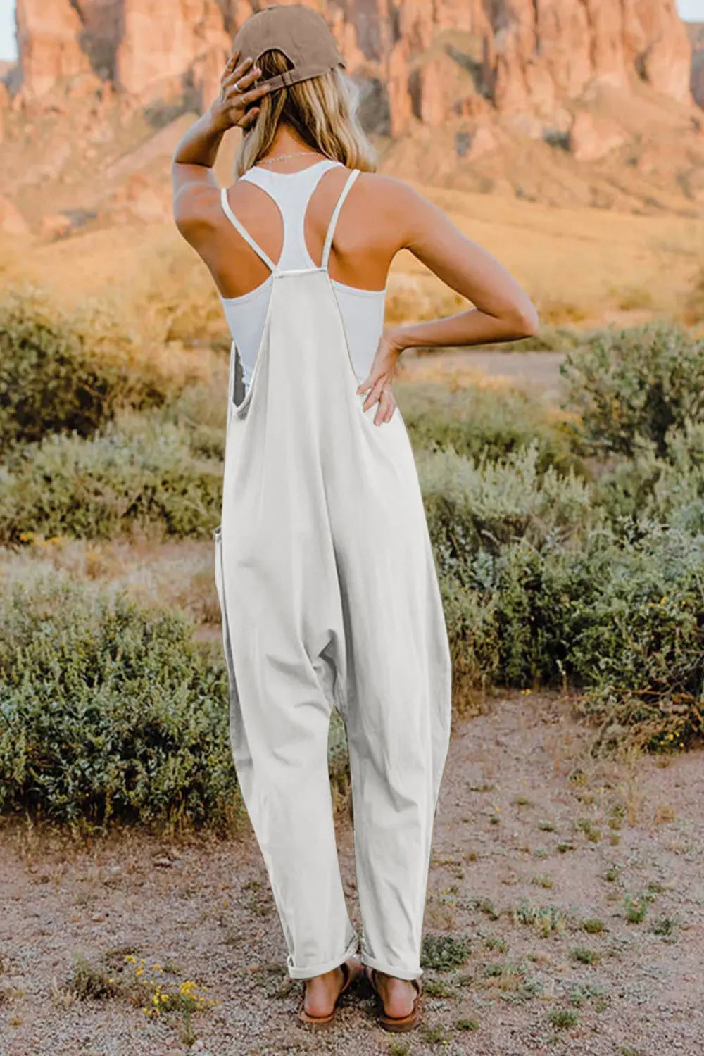 Double Take V Neck Sleeveless Jumpsuit with Pockets  Style Ratio