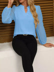 Notched Balloon Sleeve Blouse  Style Ratio