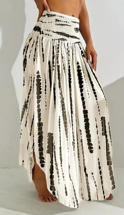 Smocked Asymmetrical Hem Skirt  Style Ratio