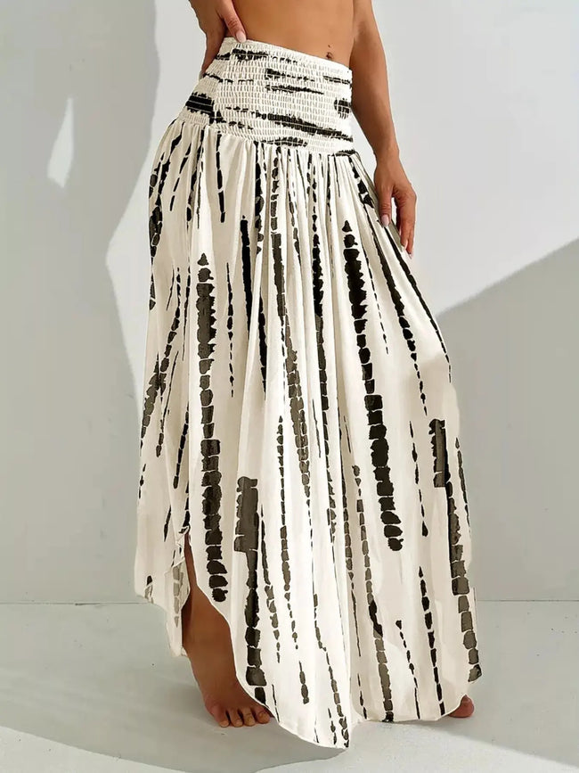 Smocked Asymmetrical Hem Skirt  Style Ratio