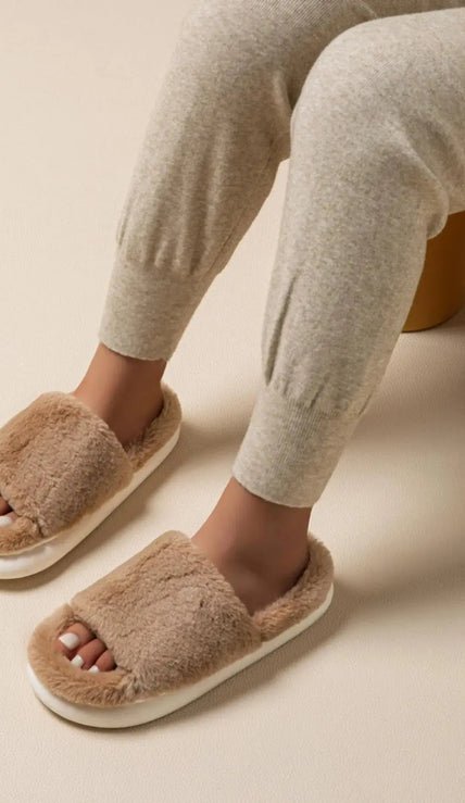 Fluffy Open Toe Comfort Slippers  Style Ratio