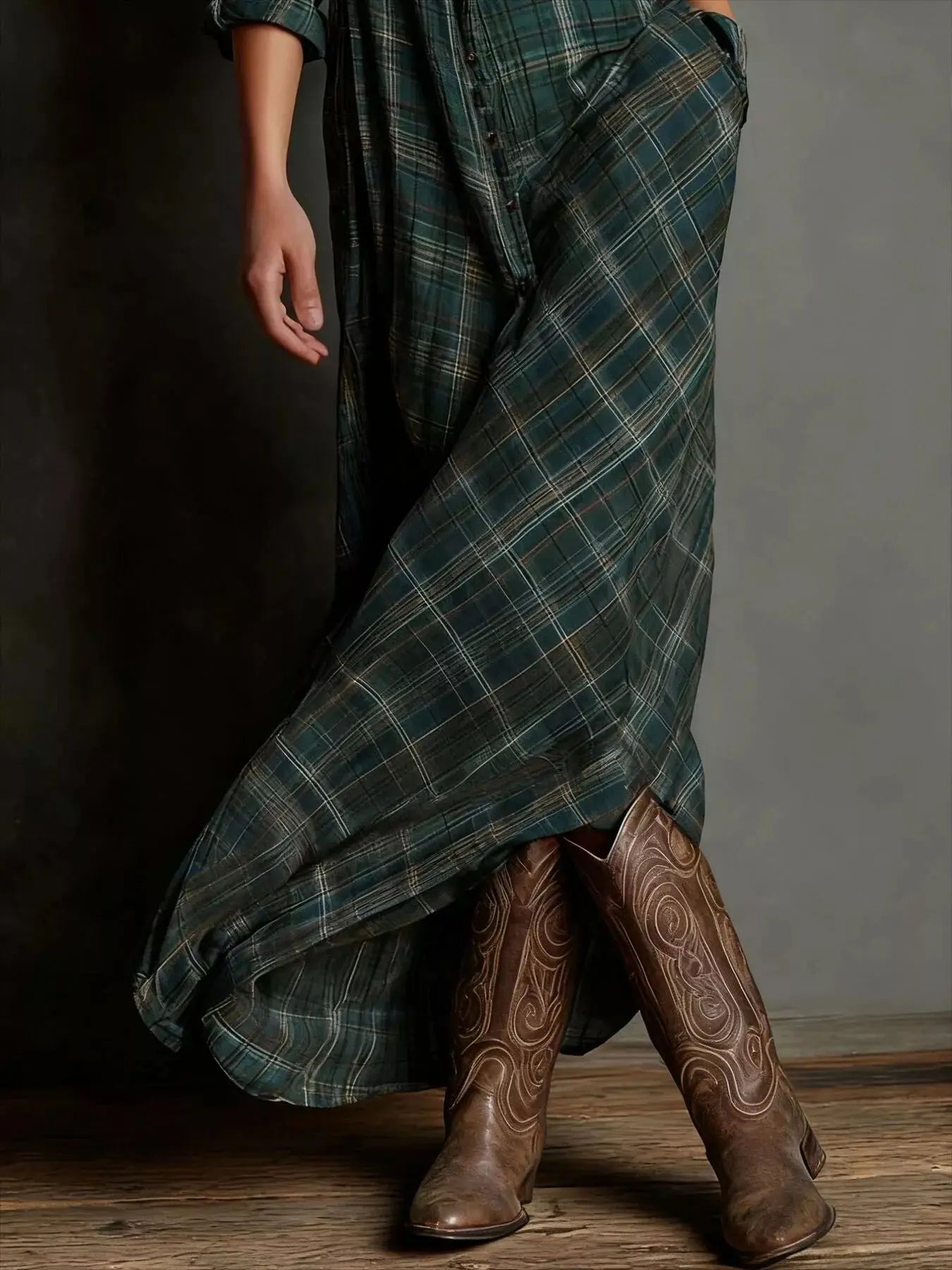 Full Size Plaid Button-Down Maxi Dress  Style Ratio