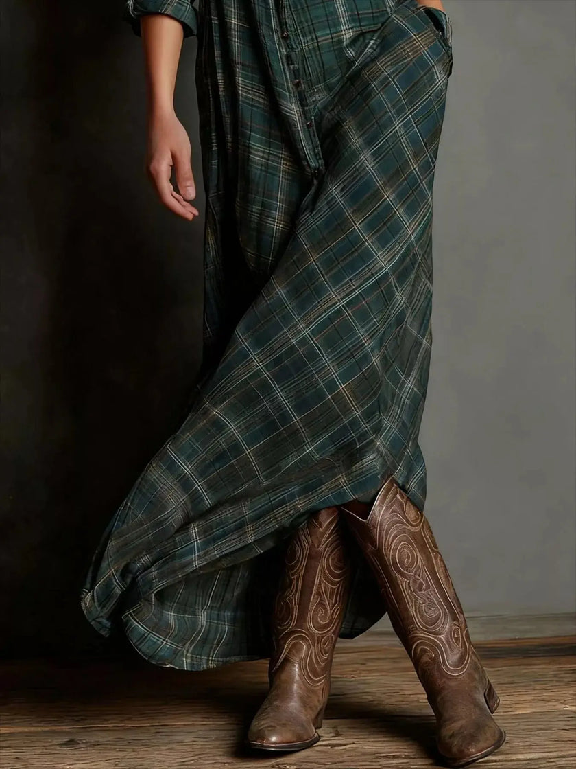 Full Size Plaid Button-Down Maxi Dress  Style Ratio