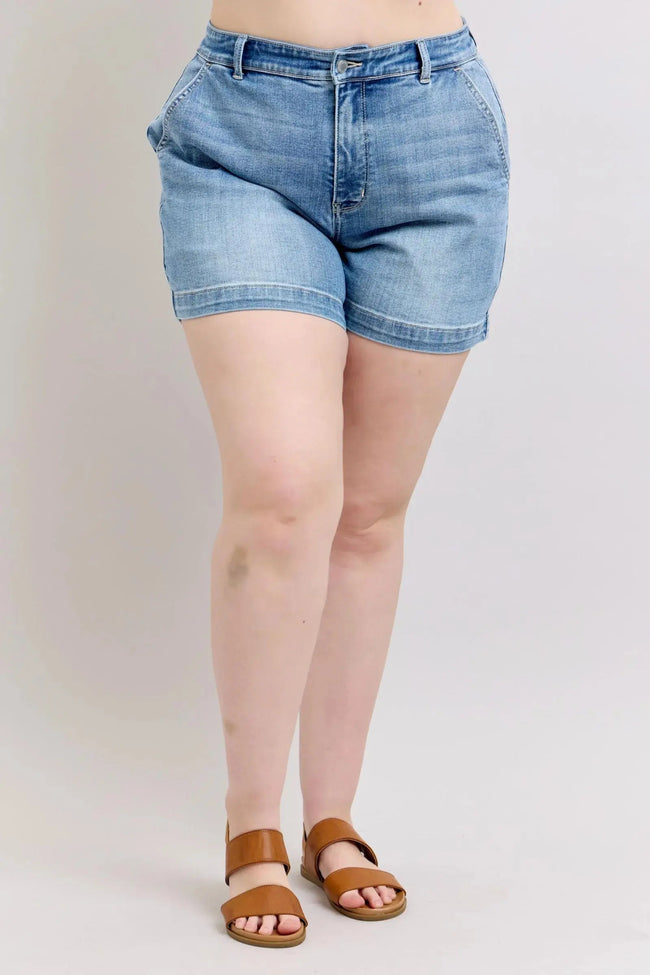 Judy Blue High Rise Denim Shorts Plus Size  Style Ratio