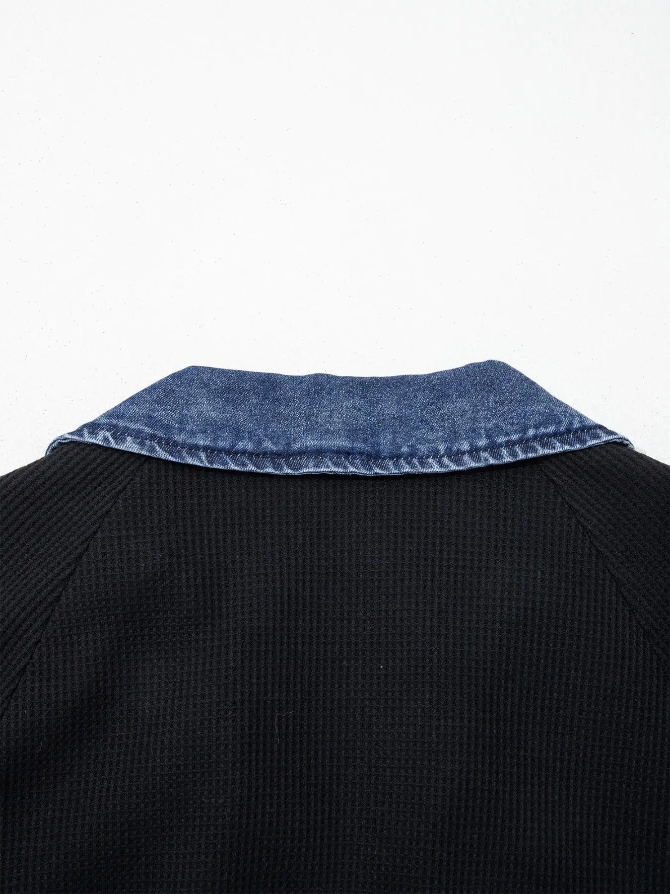 Denim Trim Button Detail Short Sleeve Shirt  Style Ratio