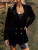 Velvet Lapel Collar Button Up Blazer  Style Ratio