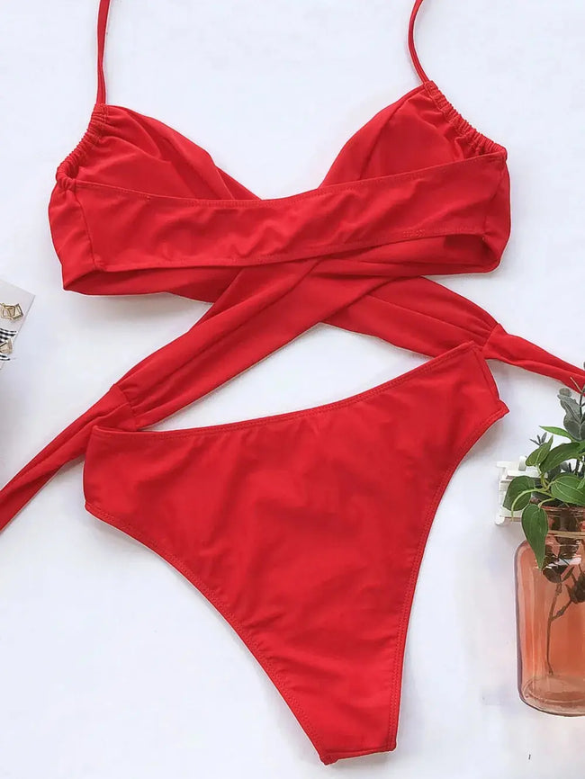 Halter Neck Two-Piece Bikini Set  Style Ratio