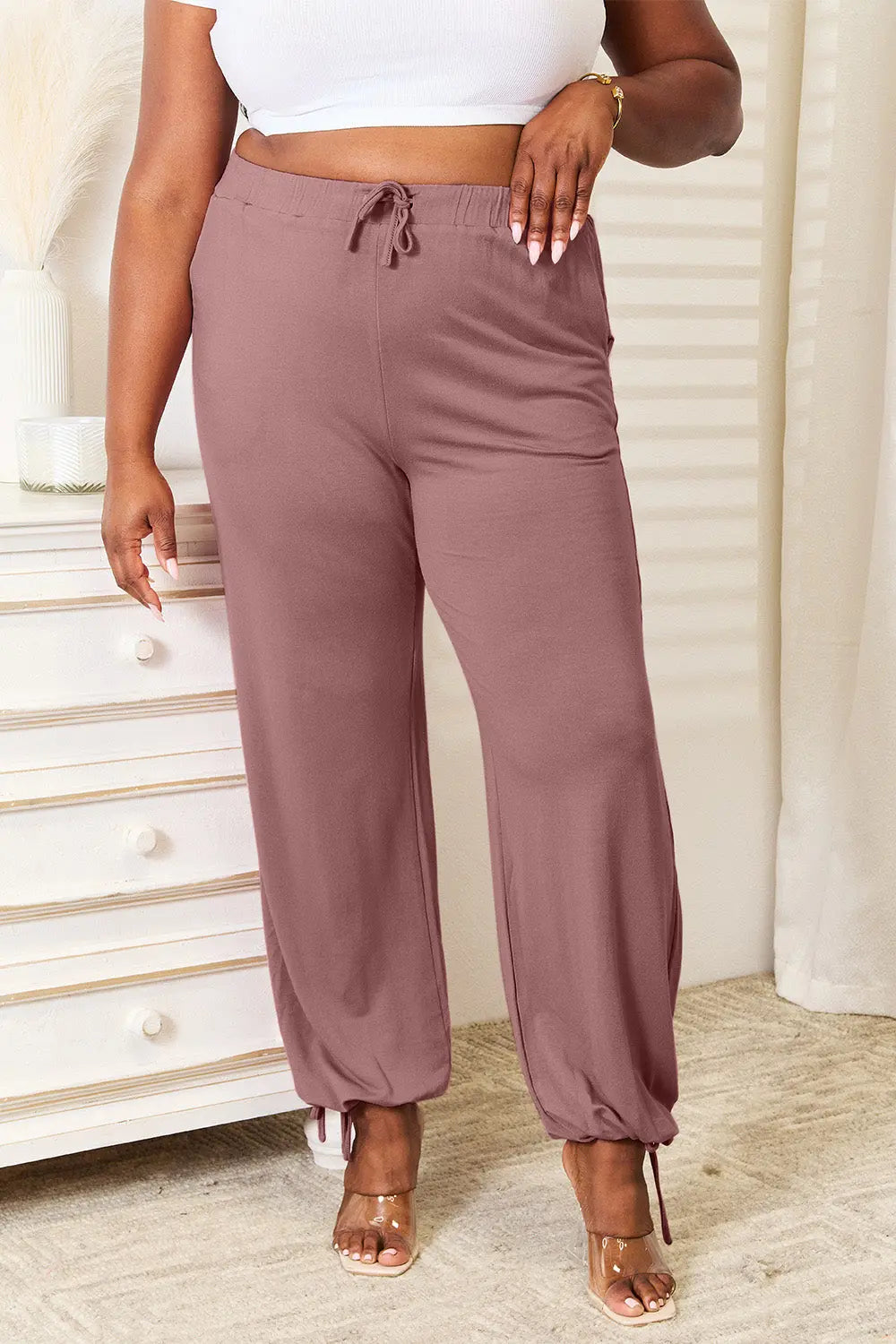 Basic Bae Full Size Soft Rayon Drawstring Joggers  Style Ratio