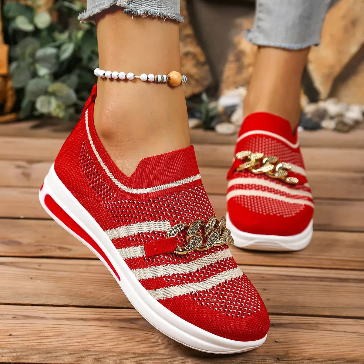 Round Toe Mesh Slip-Ons  Style Ratio