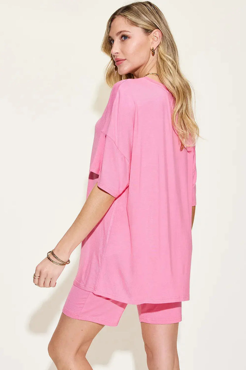 Basic Bae Full Size V-Neck Drop Shoulder Shirt and Shorts Loungewear  Style Ratio