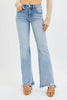 RISEN Full Size Tummy Control Mid Rise Flare Jeans with Fray Hem Detailed  Style Ratio