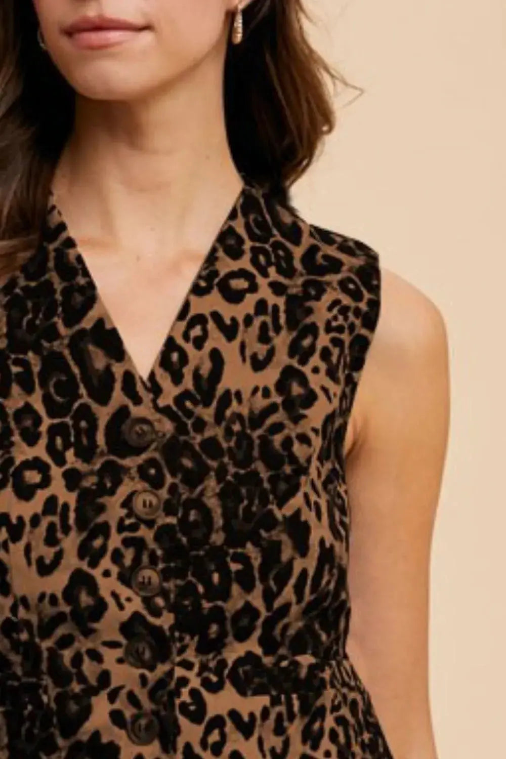Annie Wear Stretch Leopard Denim Button Down Vest  Style Ratio