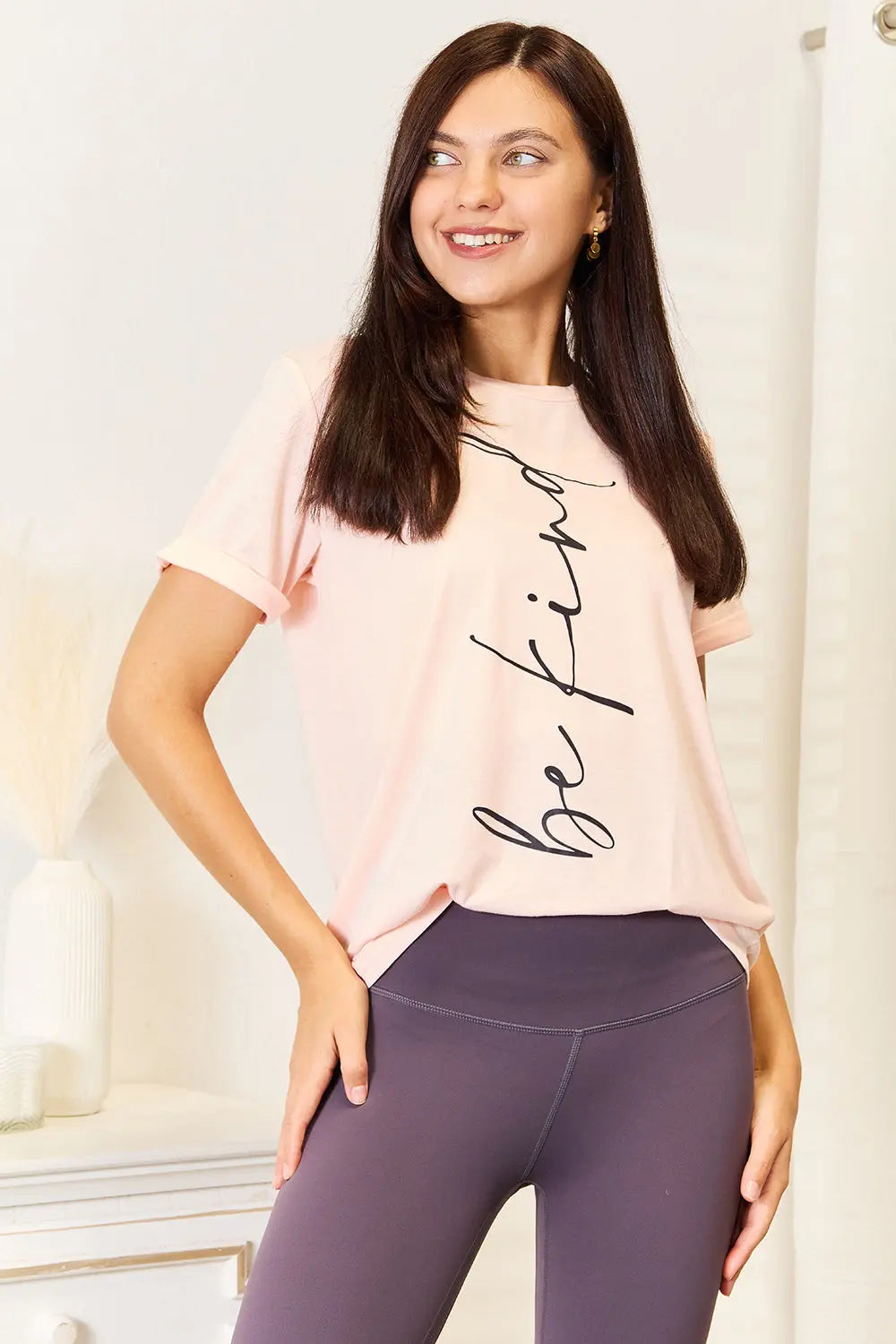 Simply Love BE KIND Graphic Round Neck Short Sleeve Shirt  Style Ratio