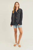 RISEN Full Size Distressed Long Sleeve Denim Shacket  Style Ratio