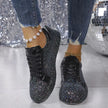 Sequin Lace Up Sneakers  Style Ratio