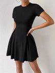 Round Neck Short Sleeve Mini Dress  Style Ratio