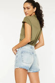 Kancan High Rise Raw Hem Denim Shorts  Style Ratio