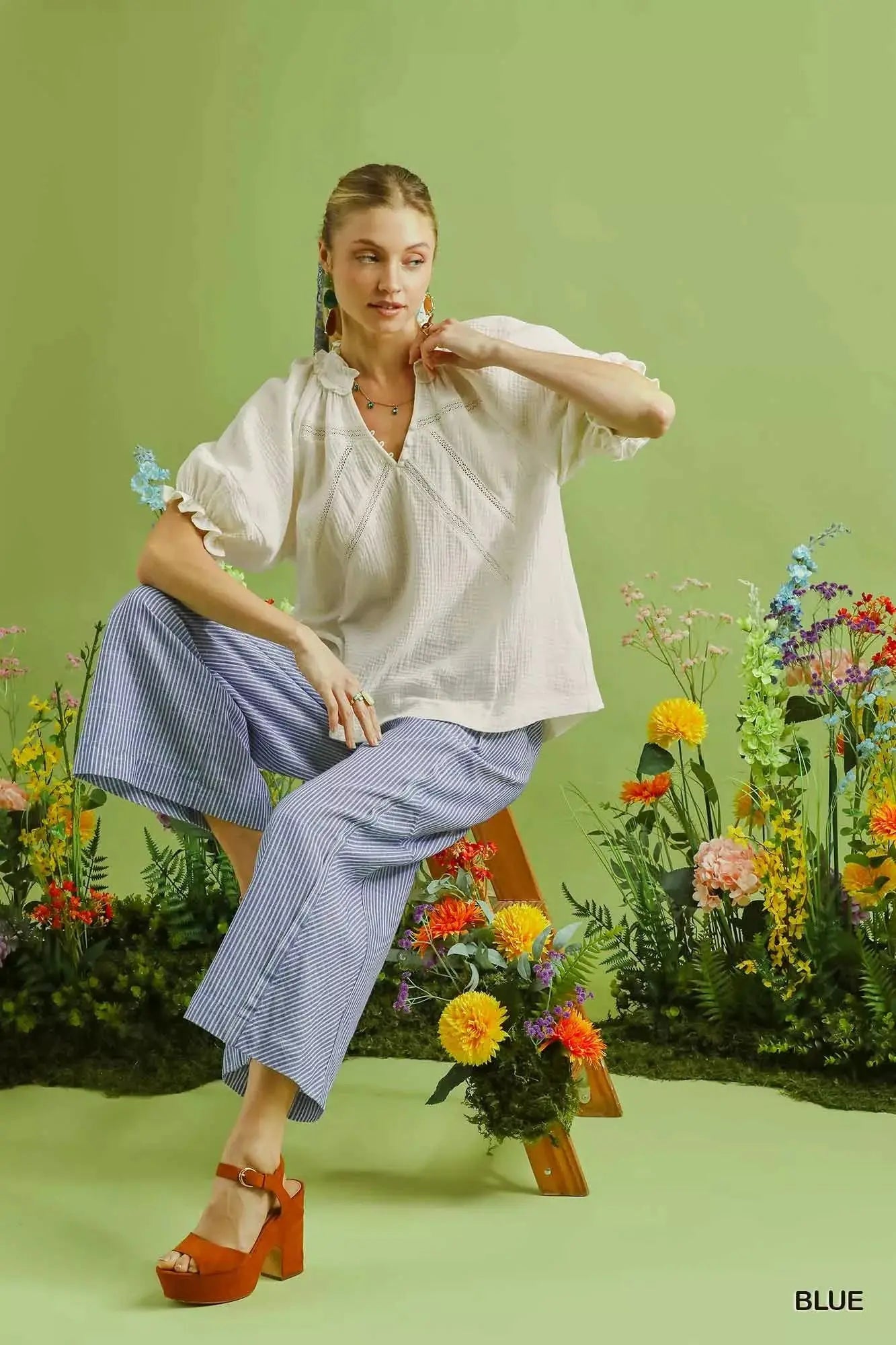 Umgee Linen Blend Striped Wide Leg Pants  Style Ratio