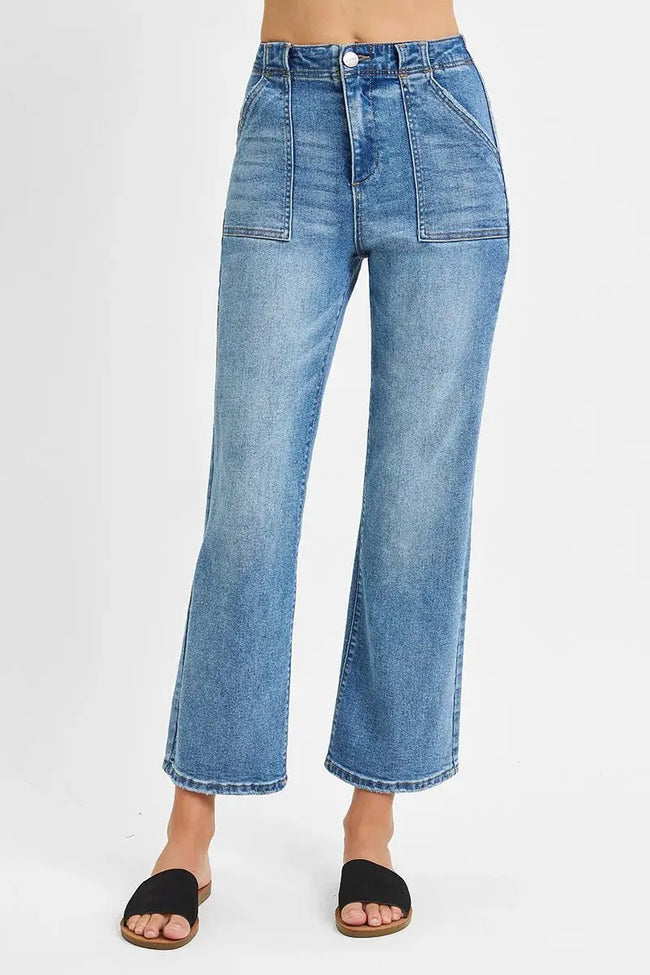 RISEN Full Size High Waisted Bootcut Cropped Jeans  Style Ratio
