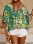 Printed V Neck Half Sleeve Blouse  Style Ratio